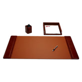 Mocha Leather Desk Set, 3pc